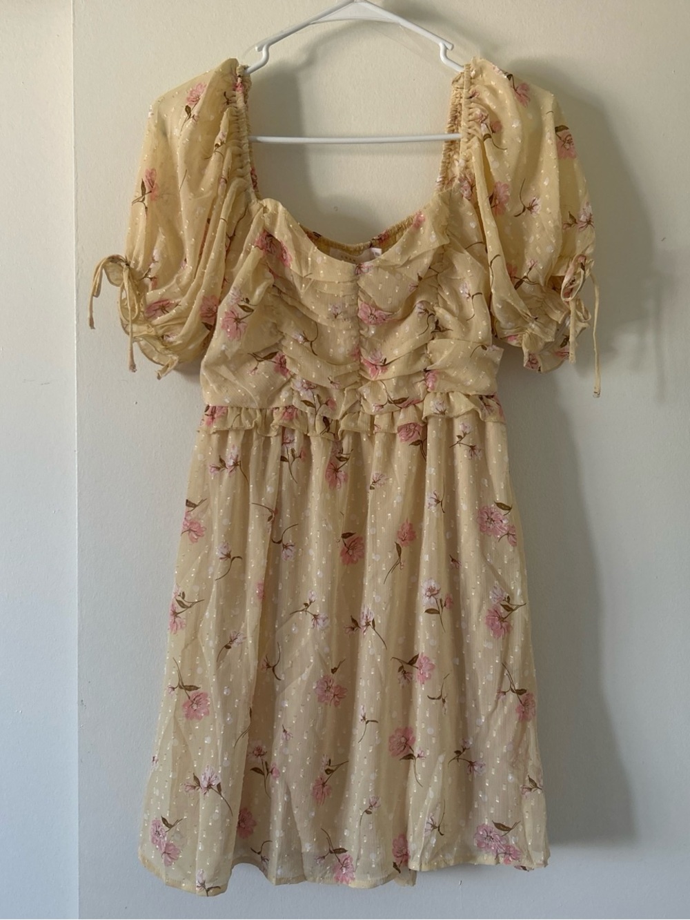 Lush Yellow Floral Ruffled Mini Dress